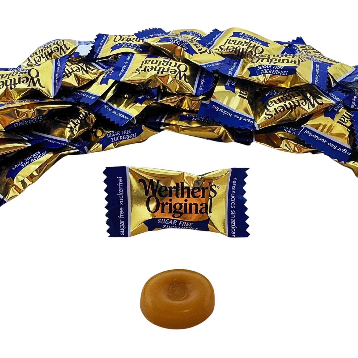Werther's Original Premium Sugar Free Hard Creamy Caramel Candies 1-Lb Individually Wrapped Low Carbs Candy Snacks Keto And Diabetic Friendly (16-oz)