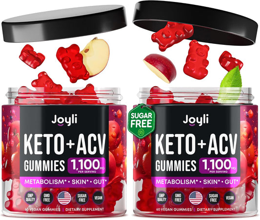 JOYLI Nutrition (2 Pack Advanced Keto ACV Gummies - Sugar Free Apple Cider Vinegar - Keto Supplements + Marshmallow Root - Alternative to Apple Cider Vinegar Capsules - 120 Gummies