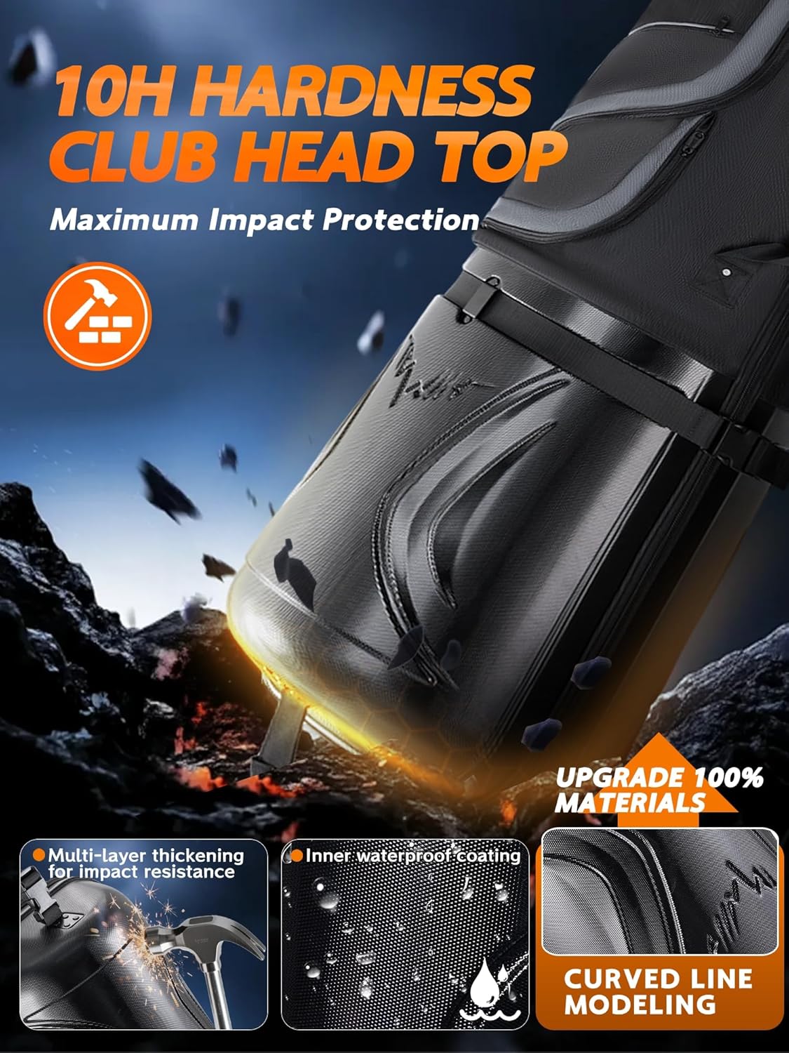 Golf Travel Bag with PC Hard Case Top, 1680D Heavy Duty Oxford Fabric Golf clubs Travel Bags for Airlines with Wheels, Wear-Resistant, Foldable