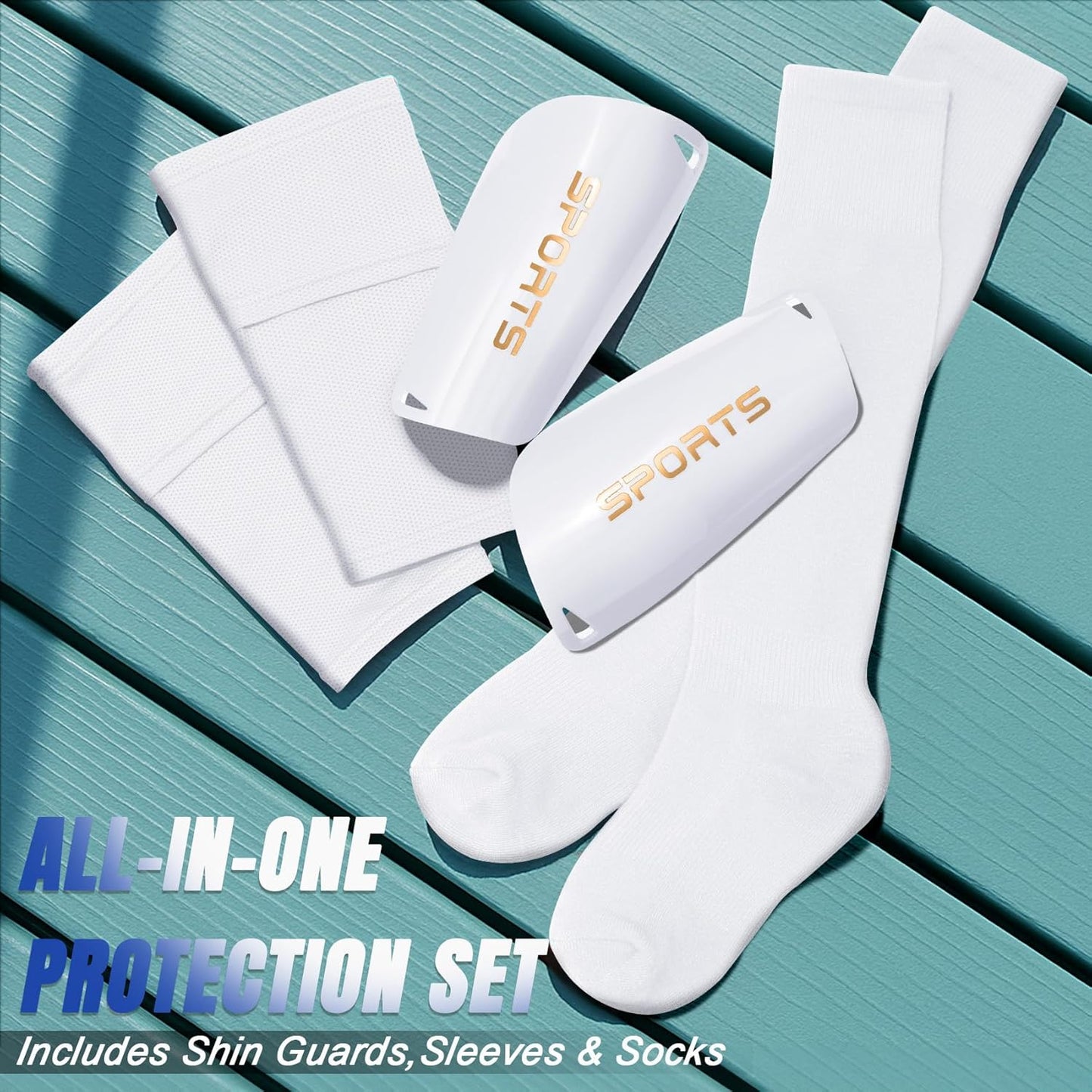 XZQTIVE Soccer Shin Guards with Shin Sleeves and Soccer Socks, Football Shin Pads Set for Kids Youth and Adult