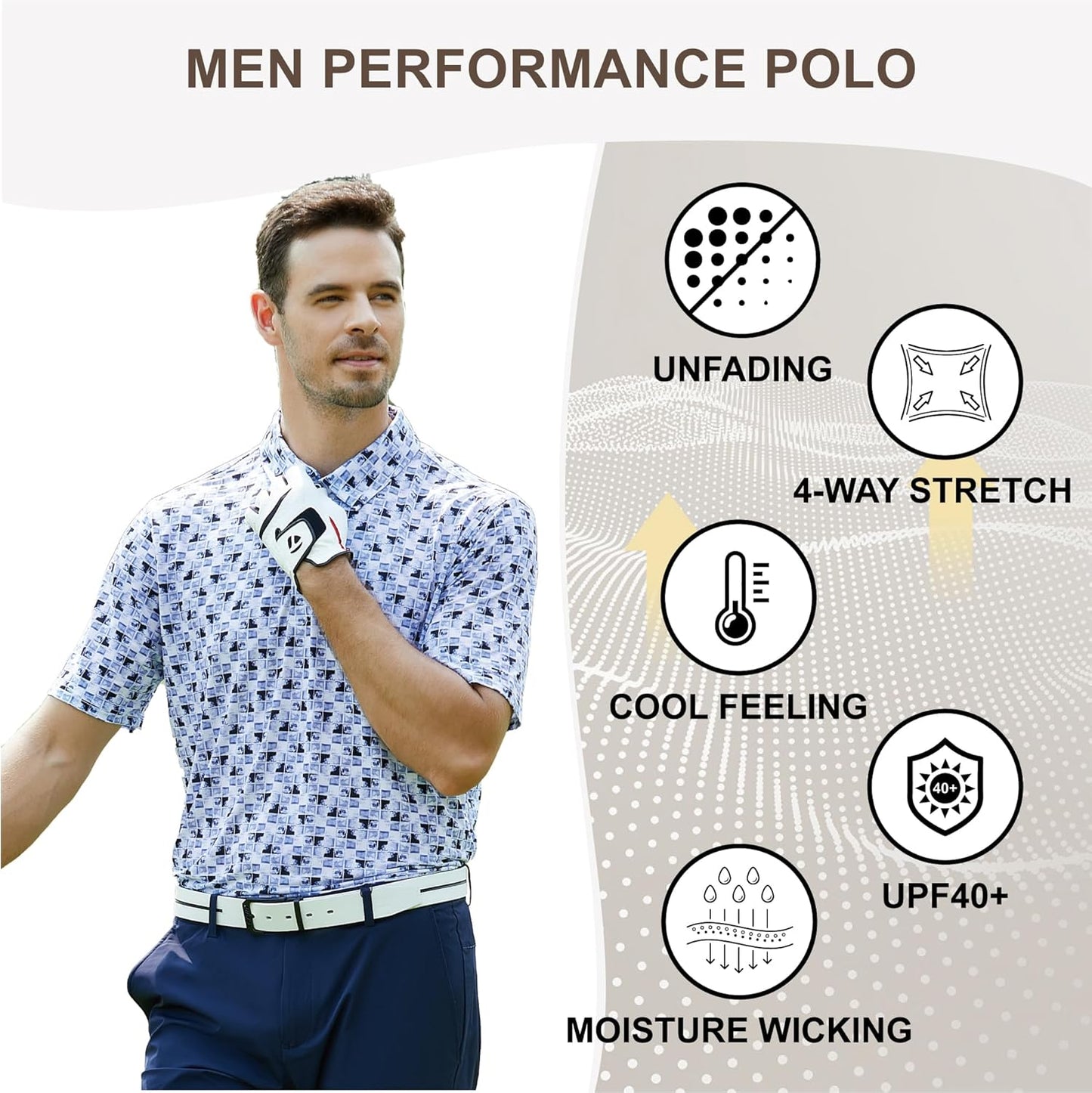Damipow Premium Golf Shirts for Men Dry Fit Performance Polo Short Sleeve Collared Shirt