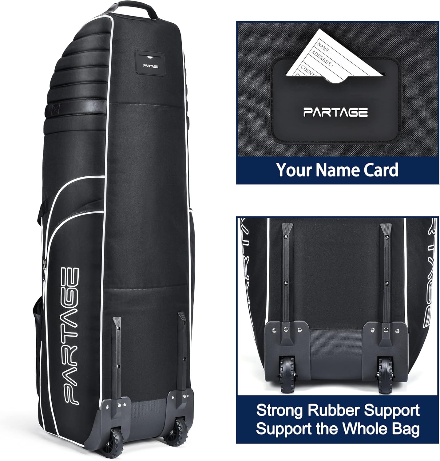 Partage Golf Travel Bag with Wheels, Golf Travel Case for Airlines, 900D Heavy Duty Oxford -Black