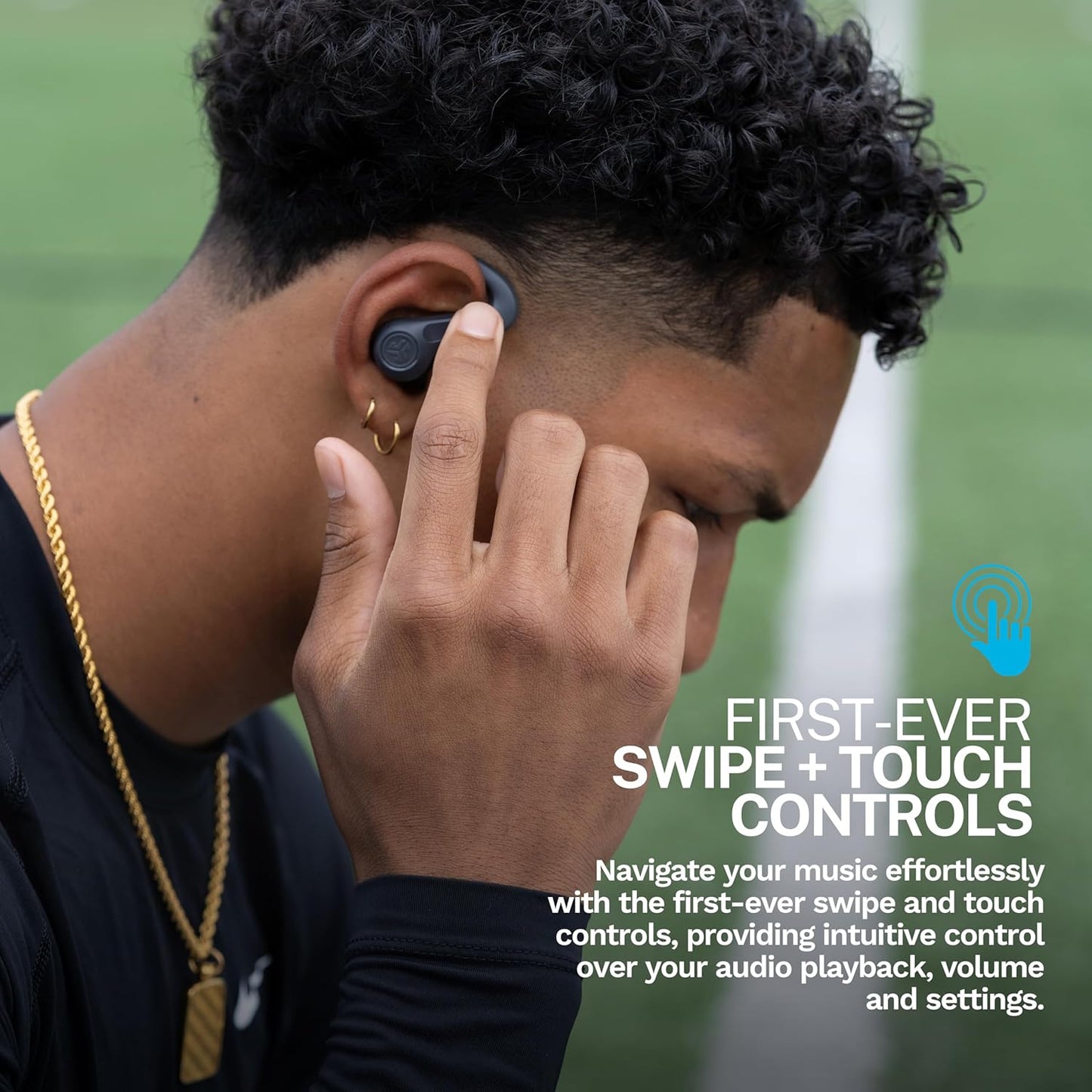 JLab JBuds Sport ANC 4 True Wireless Bluetooth Earbuds + Charging Case, Graphite, Swipe + Touch Controls, Hybrid Active Noise Cancelation, Multipoint Connect, Customized Settings App