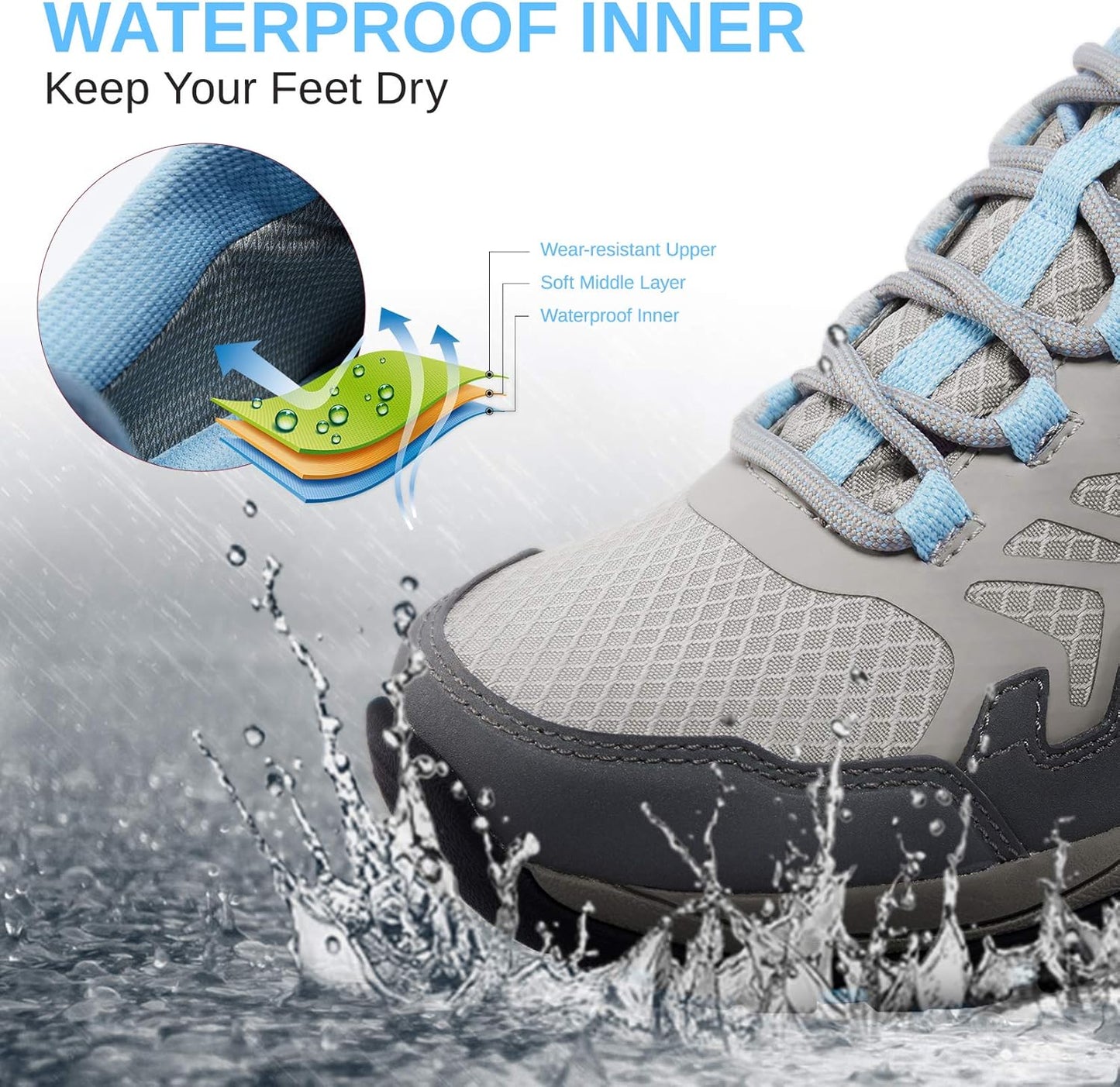 CAMELSPORTS Women's Hiking Shoes Waterproof Lightweight Trail Running Shoes Non-Slip Breathable Outdoor Sneakers for Trekking Walking