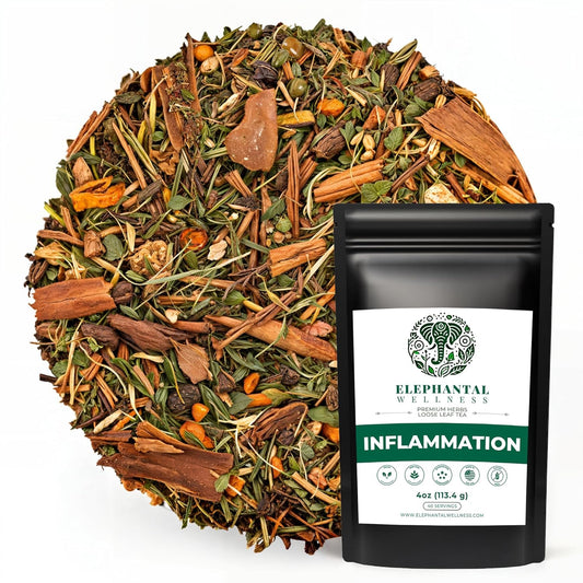 Elephantal Wellness Premium Inflammation Herbal Tea | Comfort & Mobility Blend with Turmeric, Boswellia, White Willow Bark & Ginger | Handmade, Non-GMO, Caffeine-Free Loose Leaf, 4oz, 40 Servings