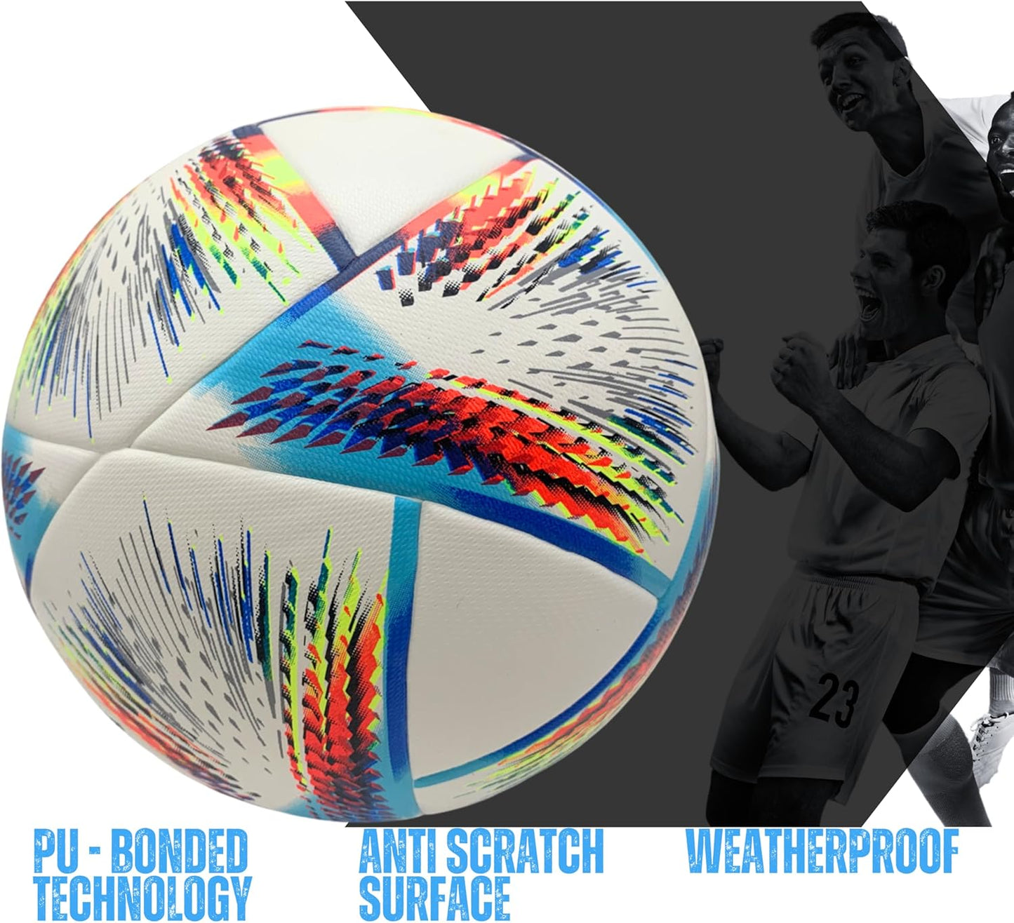 Thermo Bonded Polyurethane Soccer Ball Size 5 – Professional Grade PU Material, USA Quality Outdoor Sports, Premium Size 5 Soccer Ball for Training & Competitive Matches