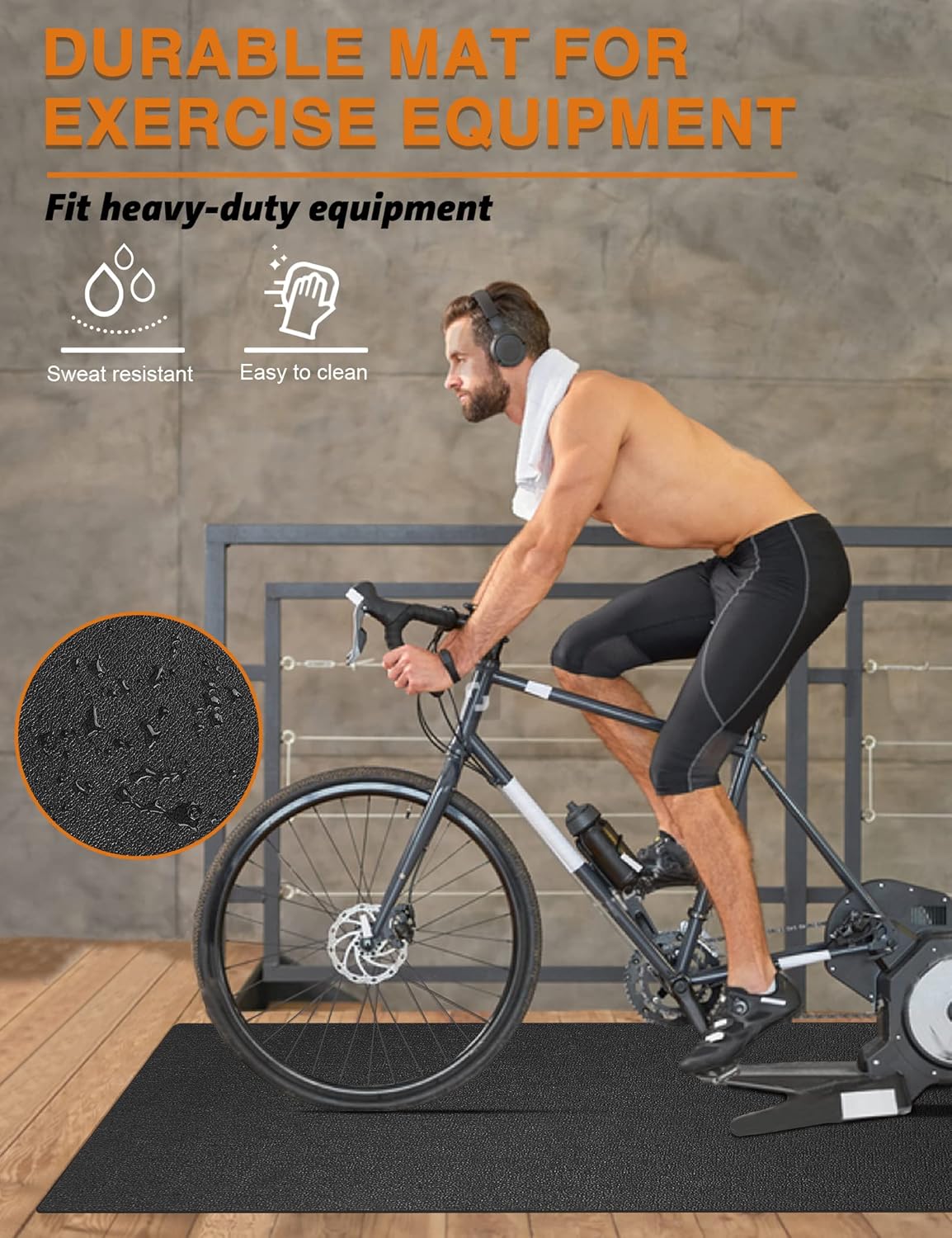 Treadmill Mat, 5'x2.5'/5.6'x2'/6.5'x3'/8'x3',6mm Thickness Exercise Equipment Mat for Carpet Hardwood Floors, Compatible with Walking Pad,Spin Bike,Elliptical Trainer,Rowing Machine