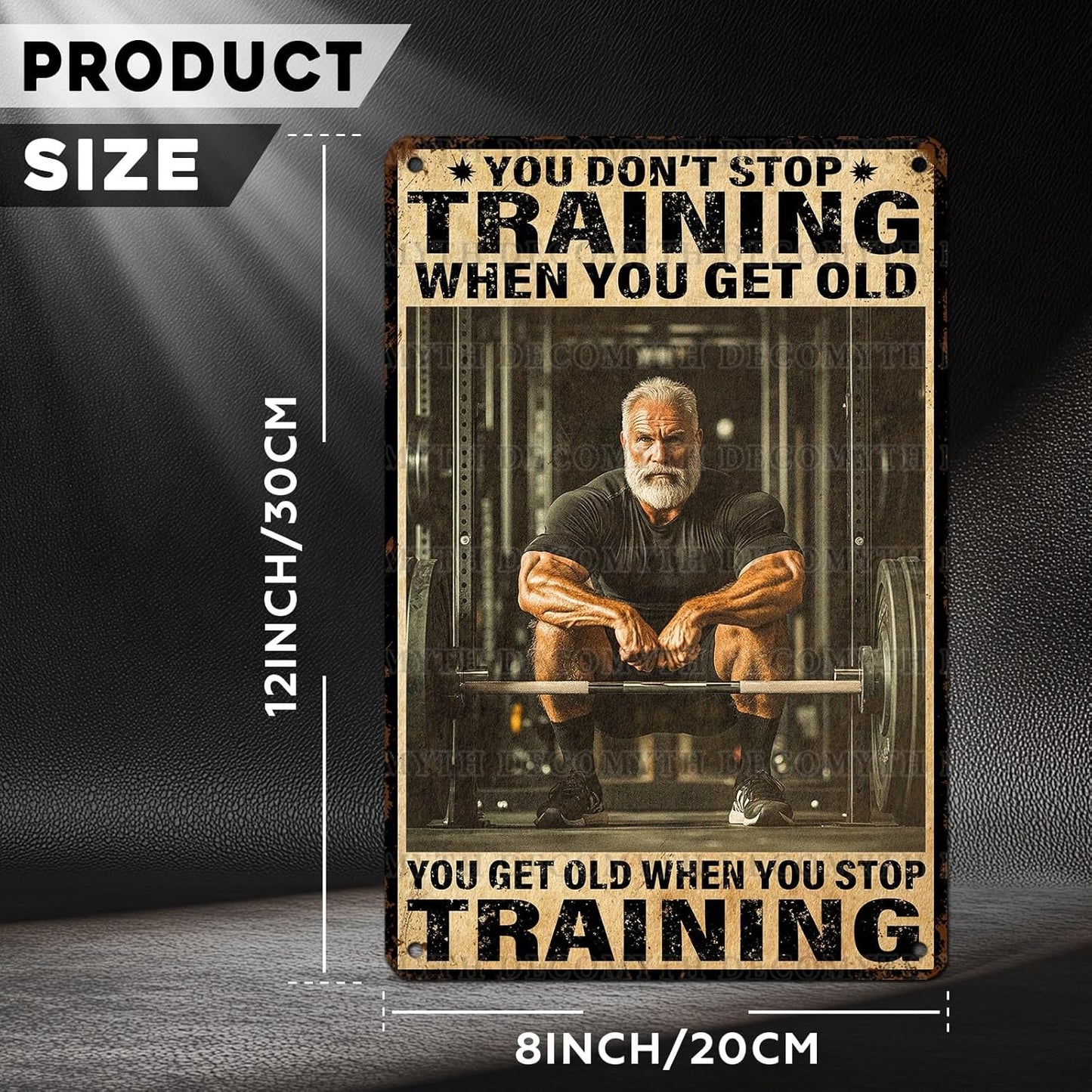 Vintage Gym Training Metal Tin Sign You Don’t Stop Training When You Get Old Wall Art Decor For Bodybuilder Funny Wall Art Home Kitchen Gym Boxing Club Fitness 12 * 8inch