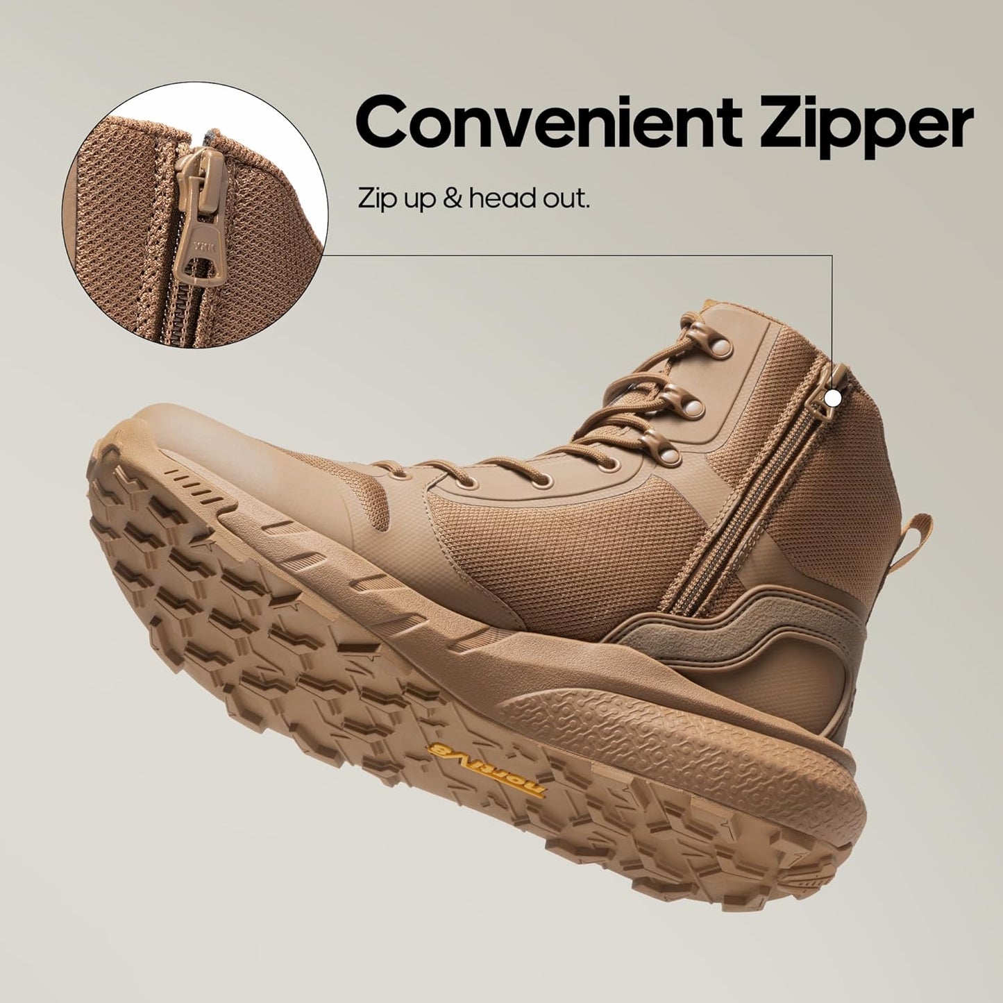 NORTIV 8 Men's Military Tactical Boot Lightweight Comfortable Boots for Work All Day Side Zipper Motorcycle Combat Hiking Boots Metrostrike(8-9 Inches)