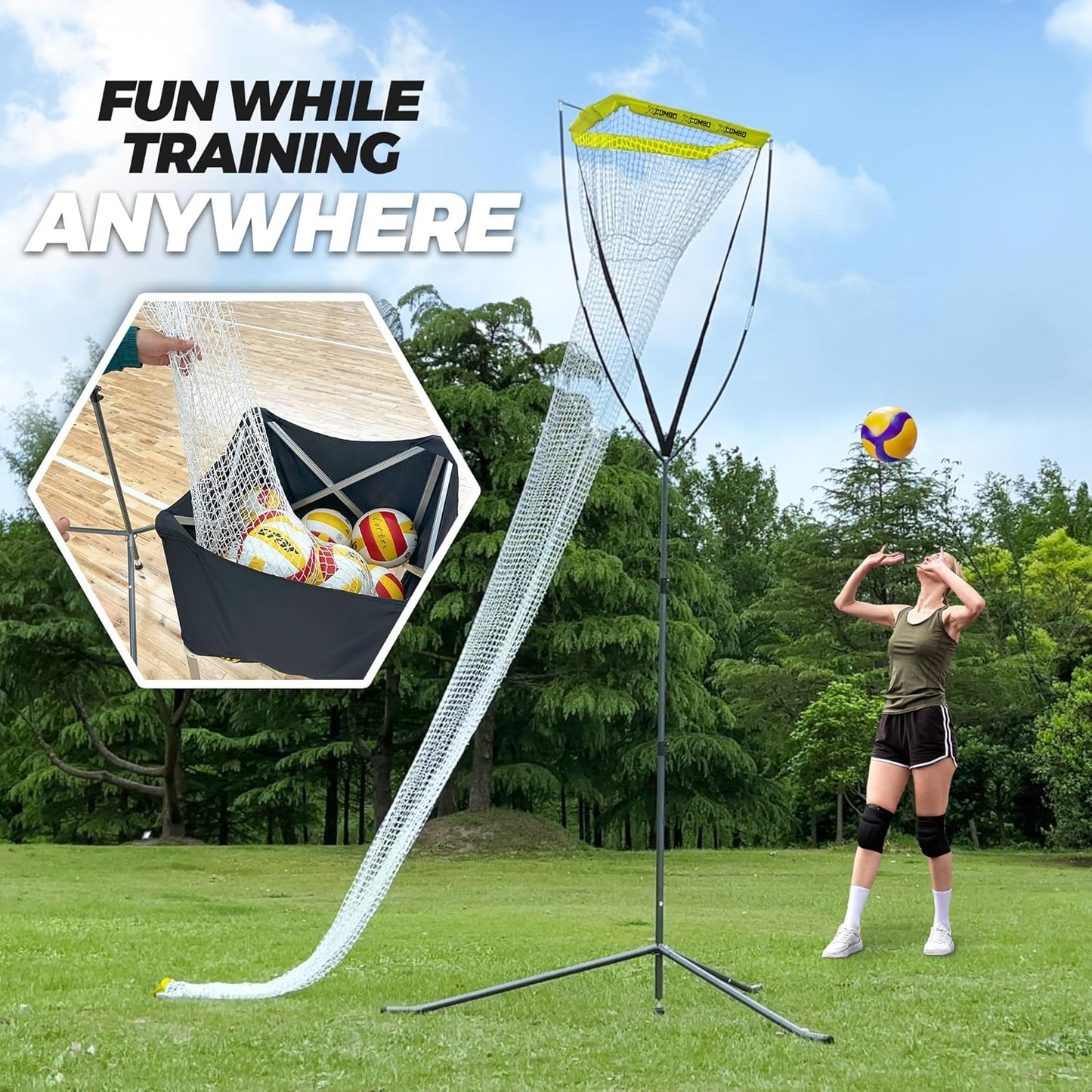 Volleyball Setter Trainer Net, Adjustable Height for Indoor and Outdoor Practice, Perfect for Serving, Spiking, and Setting Training Equipment