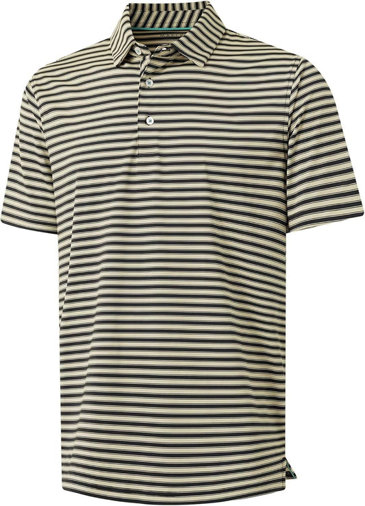 M MAELREG Golf Shirts for Men Short Sleeve Dry Fit Casual Striped Performance Moisture Wicking Collared Mens Polo Shirts