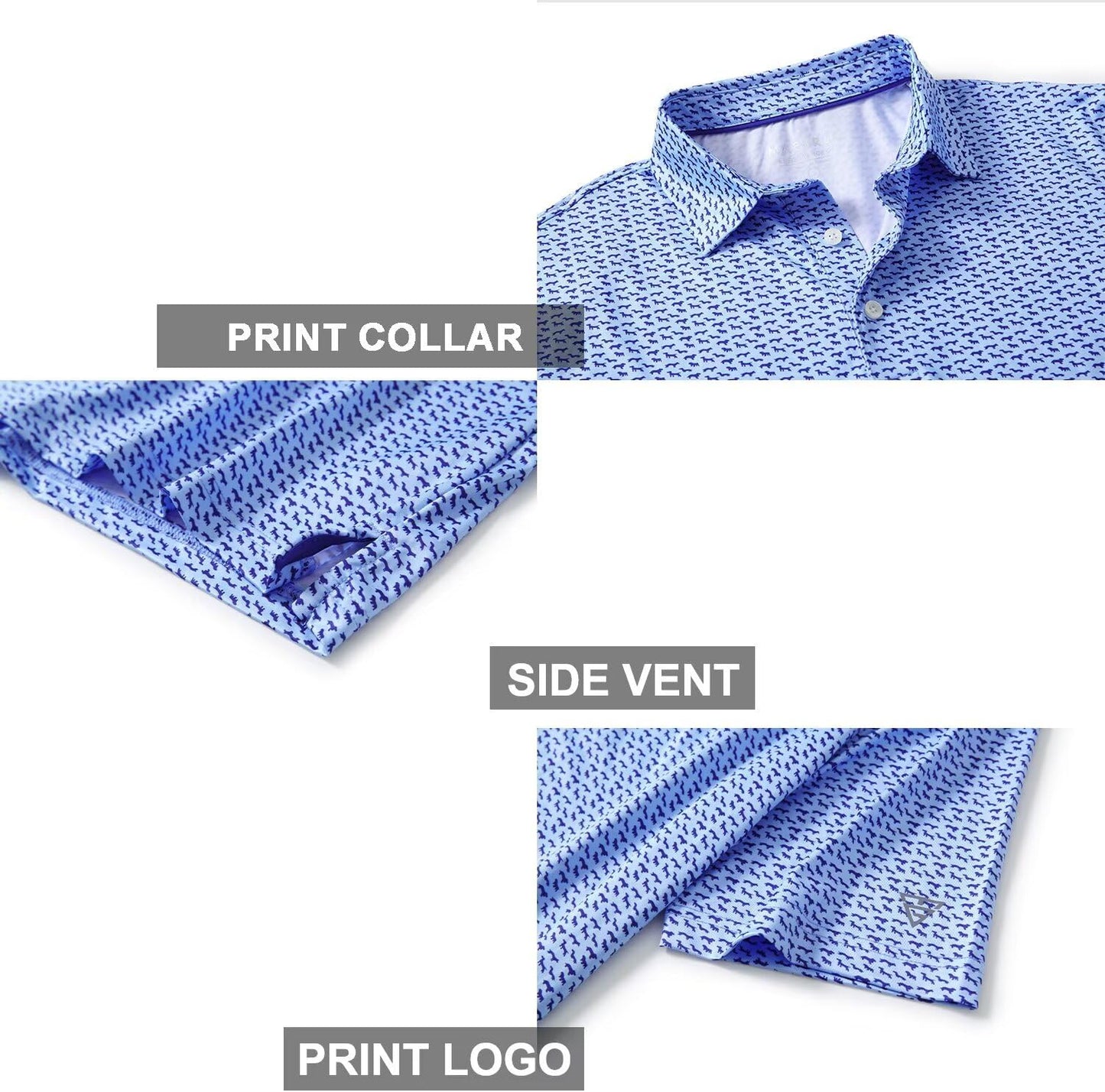 Men's Golf Polo Shirts Short Sleeve Striped Performance Moisture Wicking Dry Fit Golf Shirts for Men