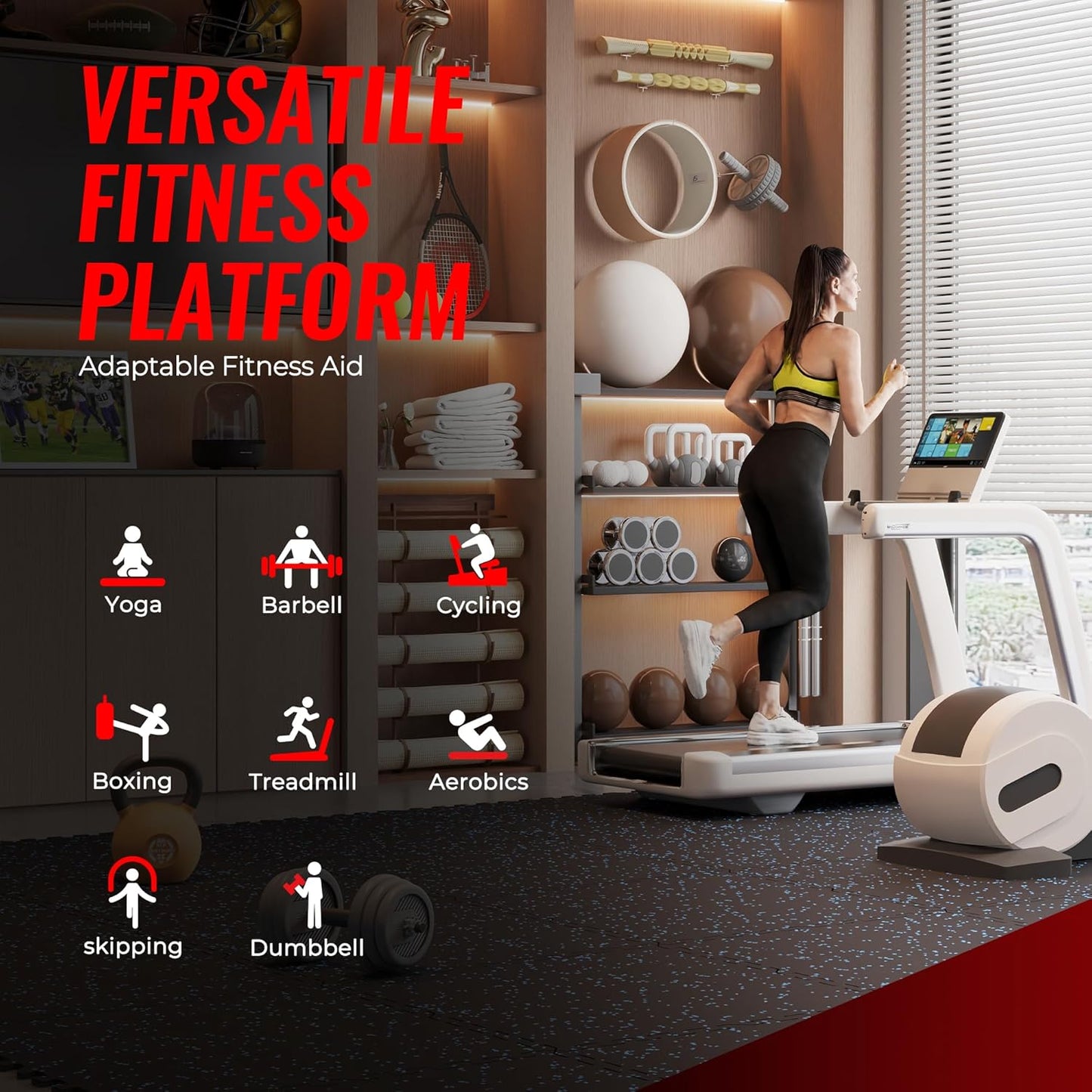 SUPERJARE 0.79 Inch Gym Flooring for Home Gym, Exercise Equipment Mats with Rubber Top, Interlocking Rubber Floor Tiles for Home Gym and Fitness Room, Protective Flooring Mat