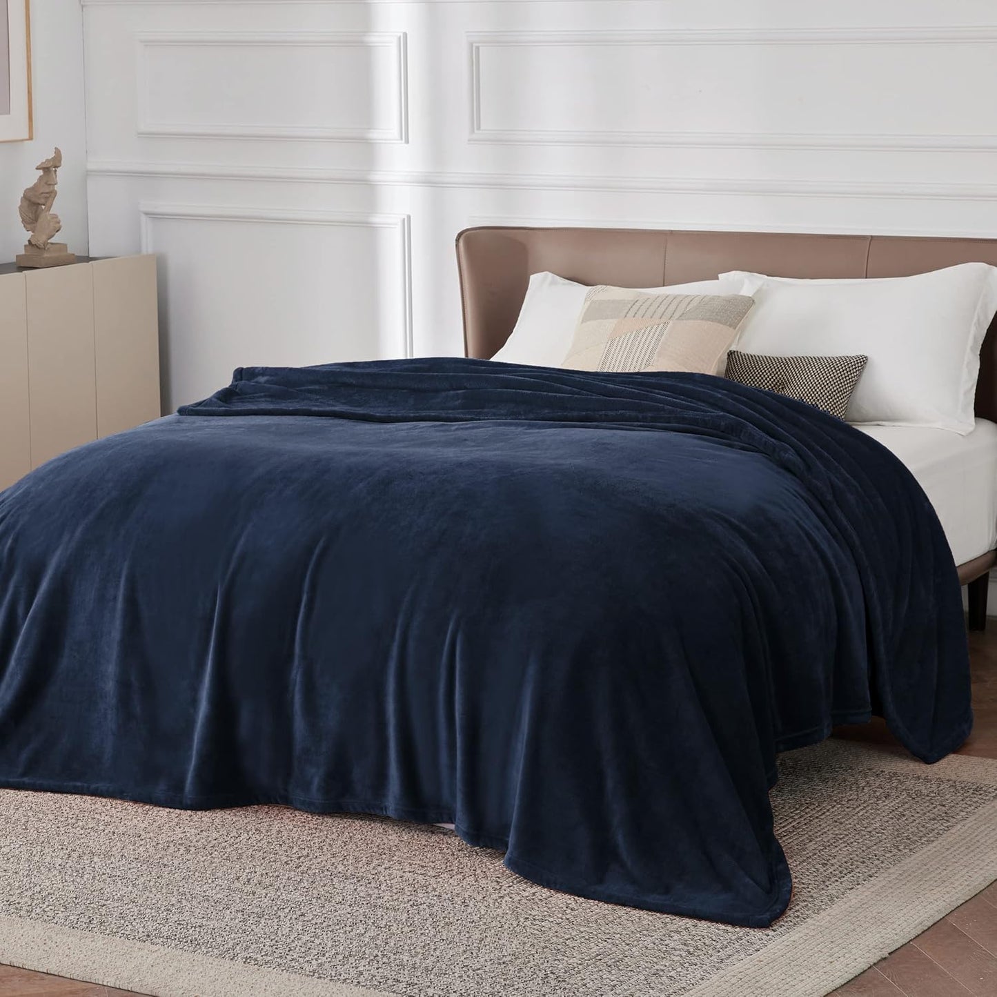 Bedsure Fleece Blanket California King Navy Blue - Lightweight Plush Fuzzy Cozy Soft Bed Blankets, 102x96 inches