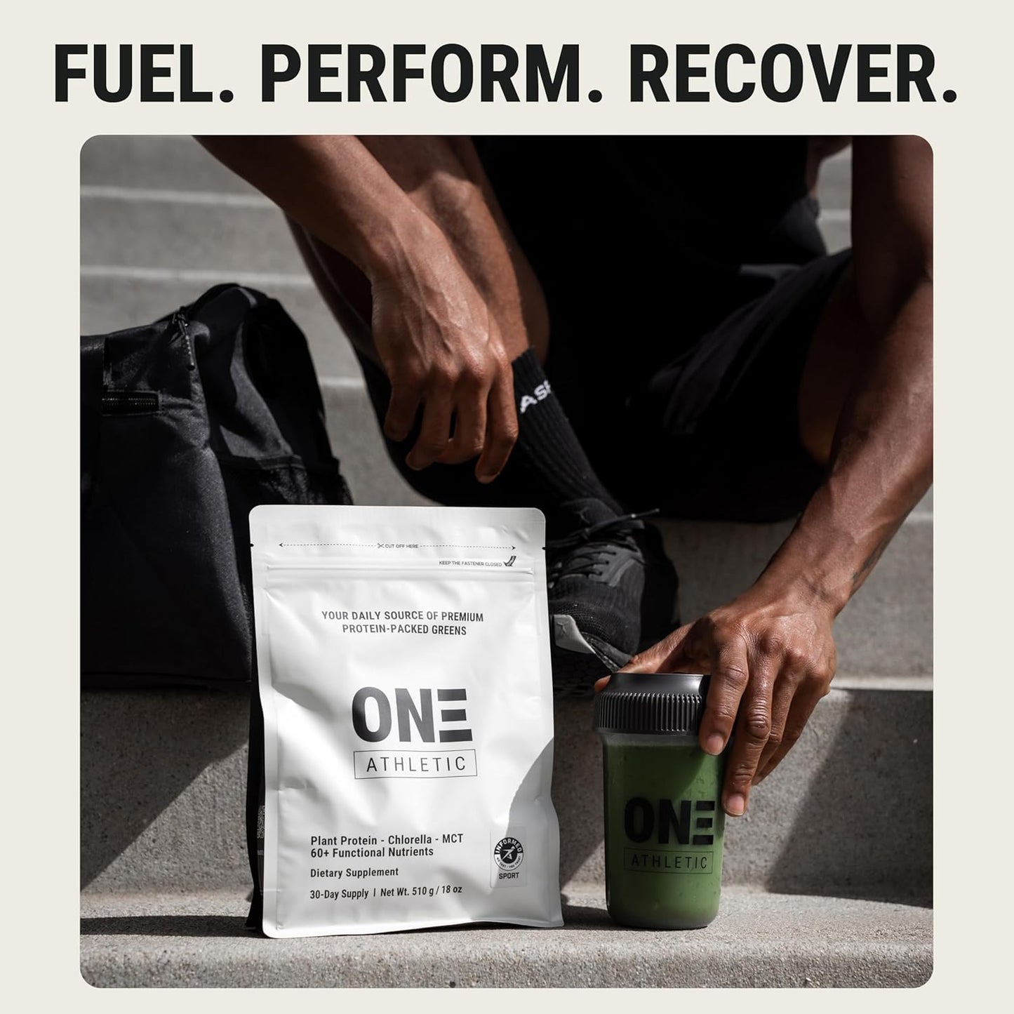 ON3 Athletic Protein Greens Supplement with chlorella, eleuthero and MCT Powder (30 Servings, Herbal)