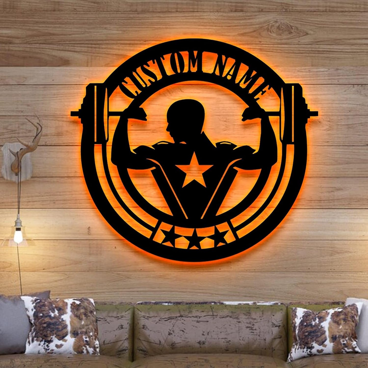 Personalized Gym Metal Sign With LED Light, Custom Gym Wall Art, Gymer Gift, Wall Decor for Home, Birthday & Xmas