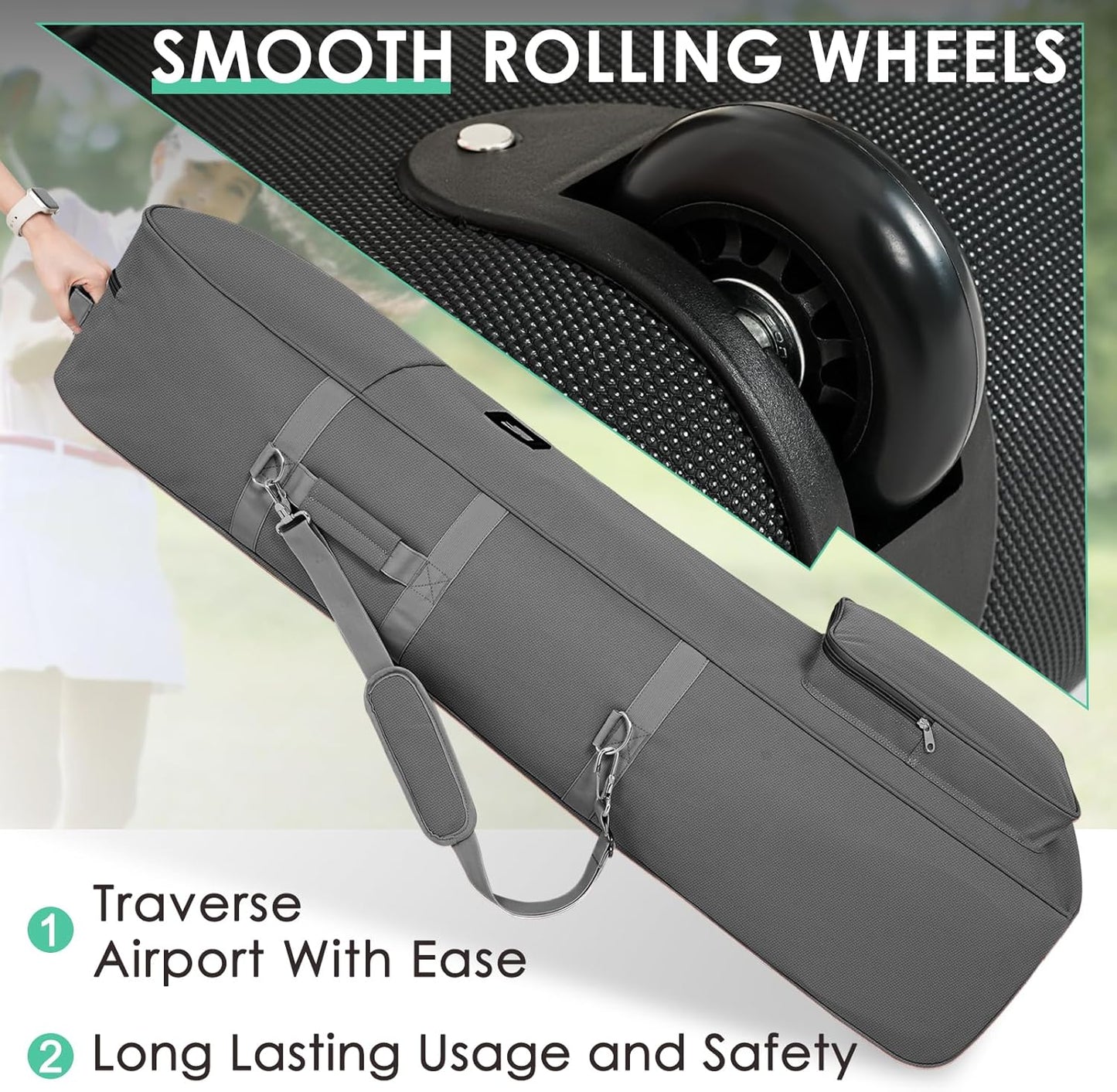 Golf Travel Bags for Airlines with Adjustable Support Rod and Detachable Shoulder Straps, Soft Foldable Golf Club Travel Covers, 900D Heavy Duty Oxford