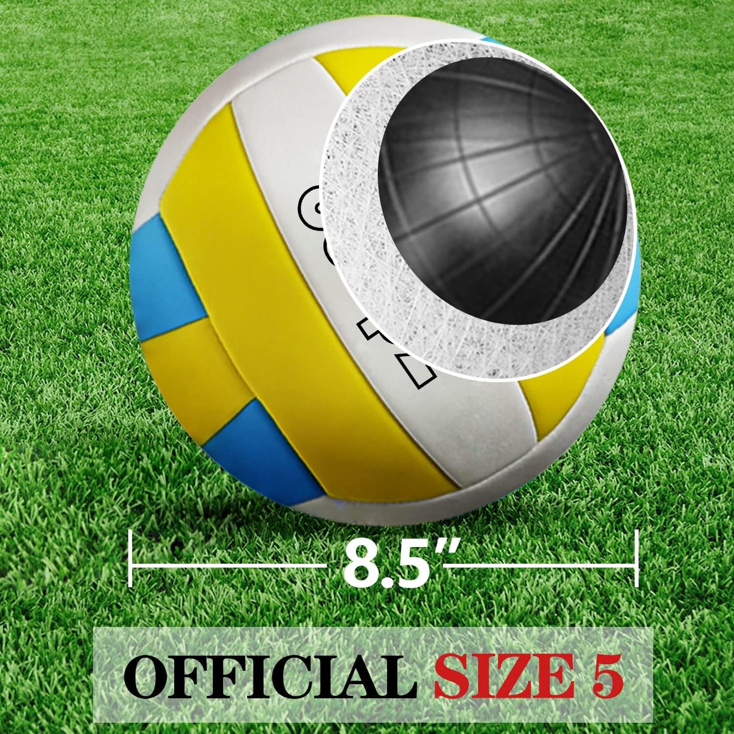 Volleyball Net Outdoor - Portable Volleyball Set for Backyard with Professional Volleyball Net, Wrap Yarn Volleyball and Pump, Boundary Line, Carry Bag