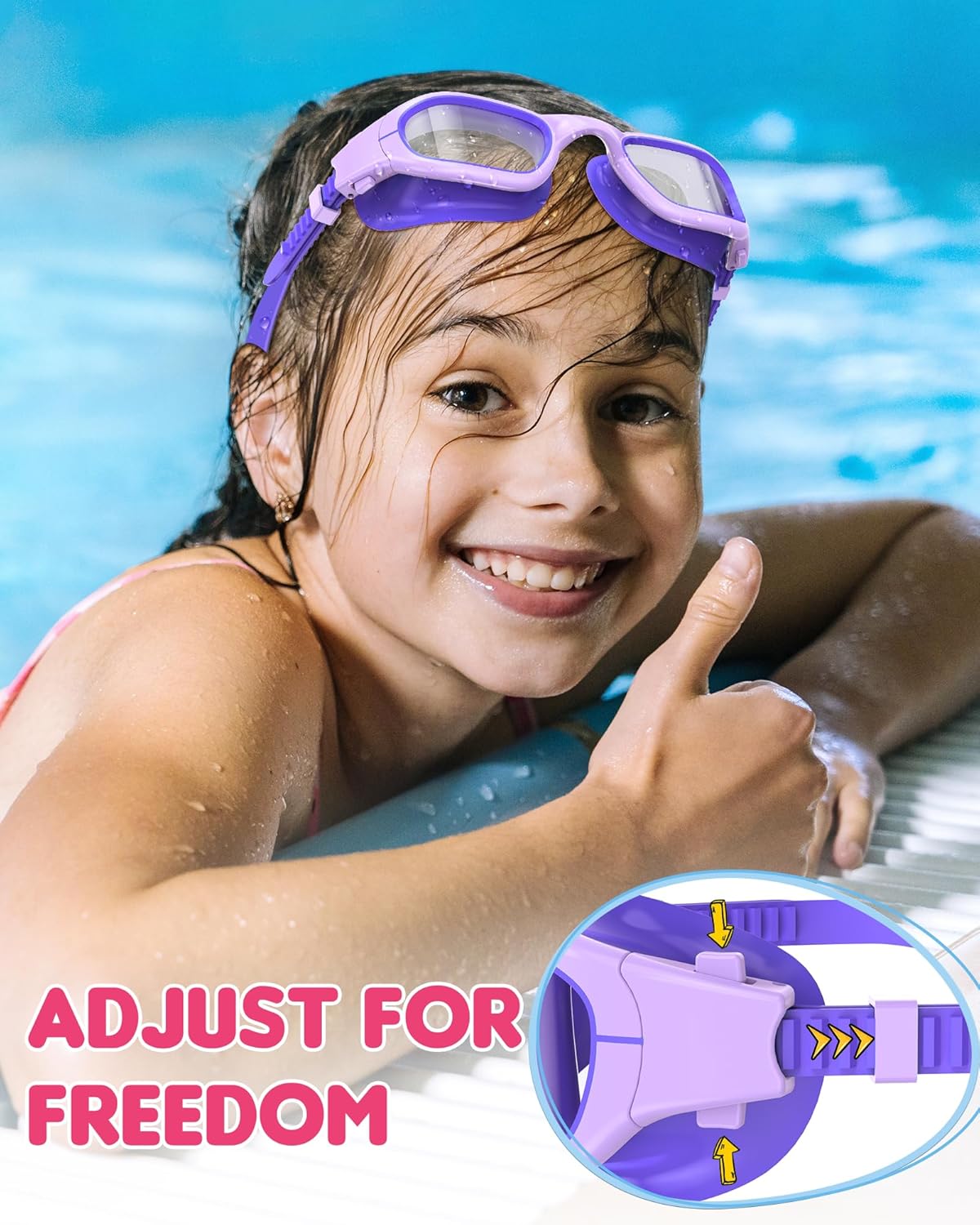 Kids Swim Goggles,Swimming Goggles for Kids 6-14, Anti-Fog UV Protection Pool Glasses for Boys Girls