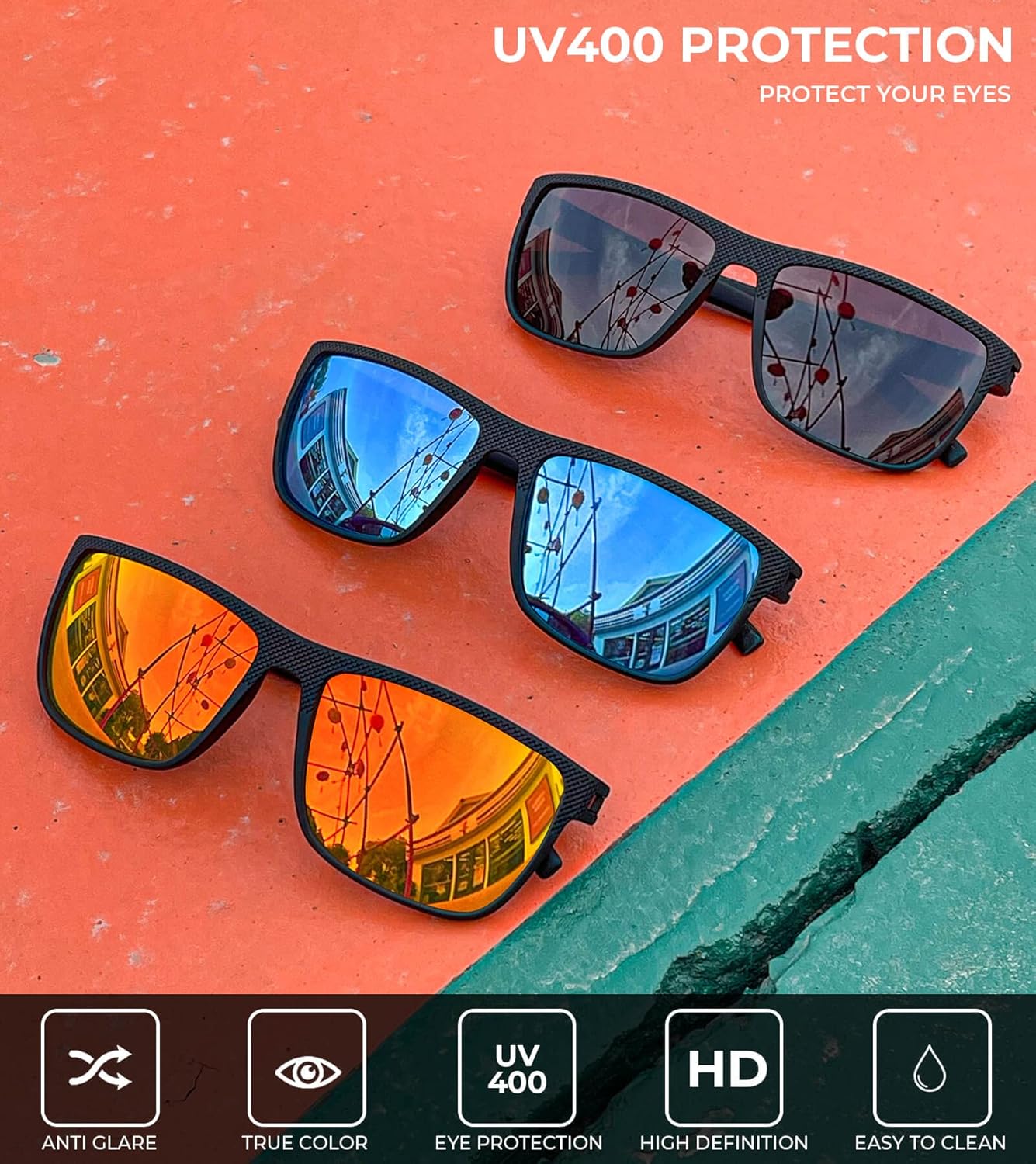 KALIYADI Polarized Sunglasses for Men, Lightweight Sun Glasses with UV Protection for Driving Fishing Golf