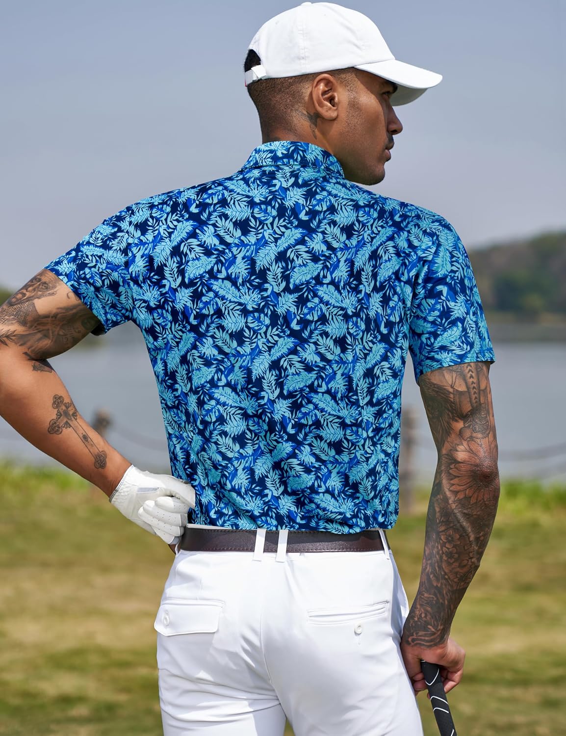 TAPULCO Mens Quick Dry Polo Shirts Camouflage Pattern Performance Athletic Lightweight Breathable Casual Golf Tshirts