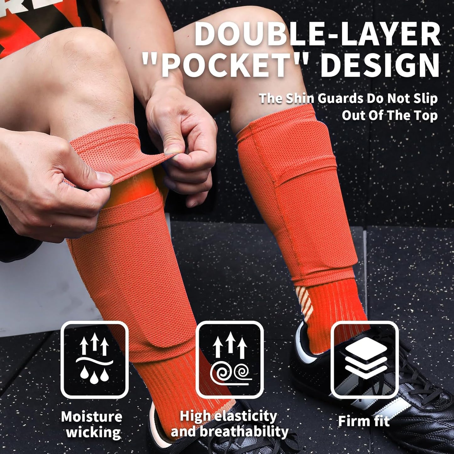 Soccer Shin Guards for Kids Youth Adults - Shin Pads and Sleeves with Optimized Insert Pocket for Boys Girls Men Women for Football Games - Protective Soccer Equipment