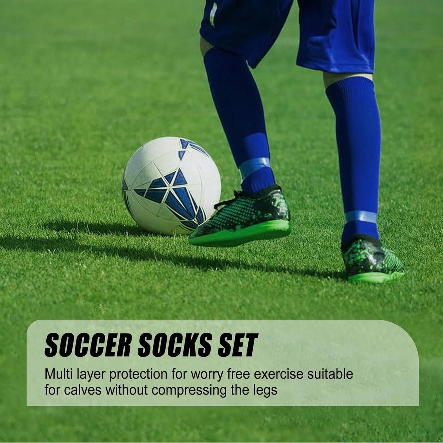 2 Set Grip Soccer Socks with Shin Guard Sleeves Non Slip Soccer Leg Sleeve Socks for Men Women