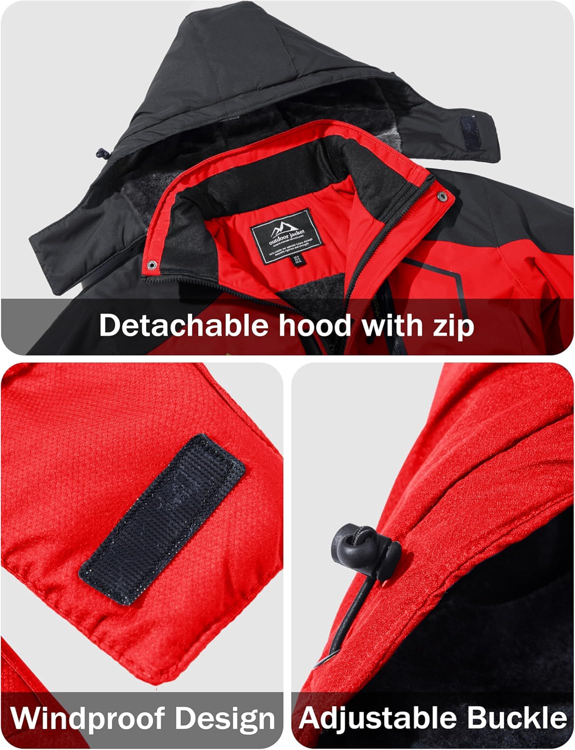 MAGCOMSEN Men's Winter Coats Water Resistant Ski Snow Jacket Warm Fleece Jacket Parka Raincoats With Multi-Pockets