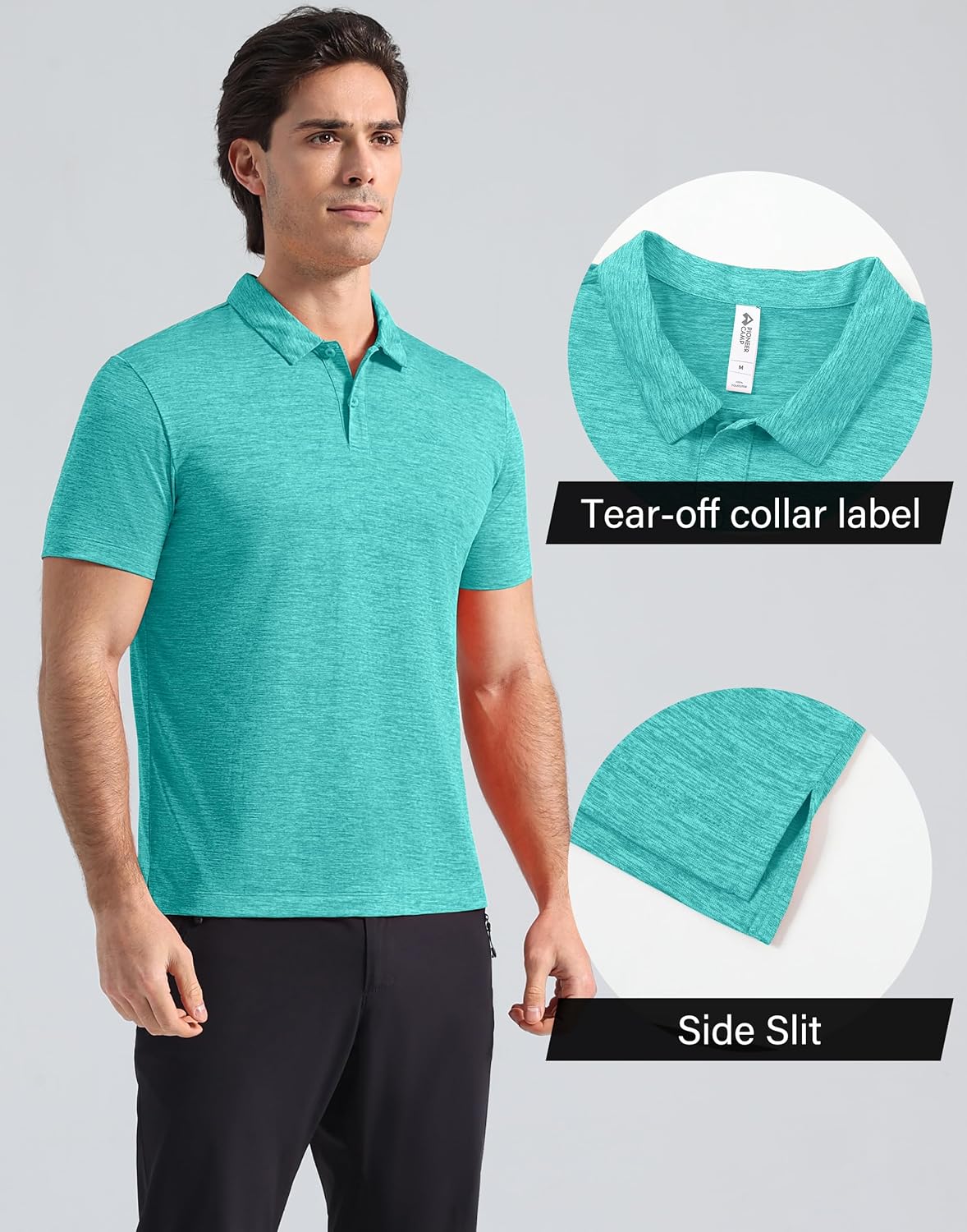Pioneer Camp Men's Golf Shirt UPF 50+ Quick Dry Polo Shirts Short Sleeve Moisture Wicking Performance Tees Collar Work Shirts