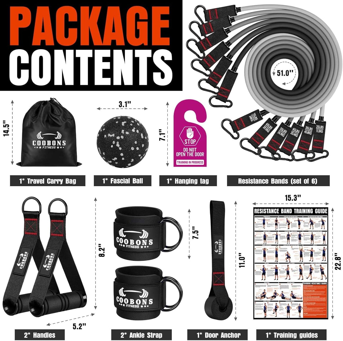 Heavy Resistance Bands for Working Out, 300LBS Exercise Bands with Handles, Workout Bands for Men, Weight Fitness Bands Set for Muscle Training, Strength, Slim, Yoga, Home Gym Equipment