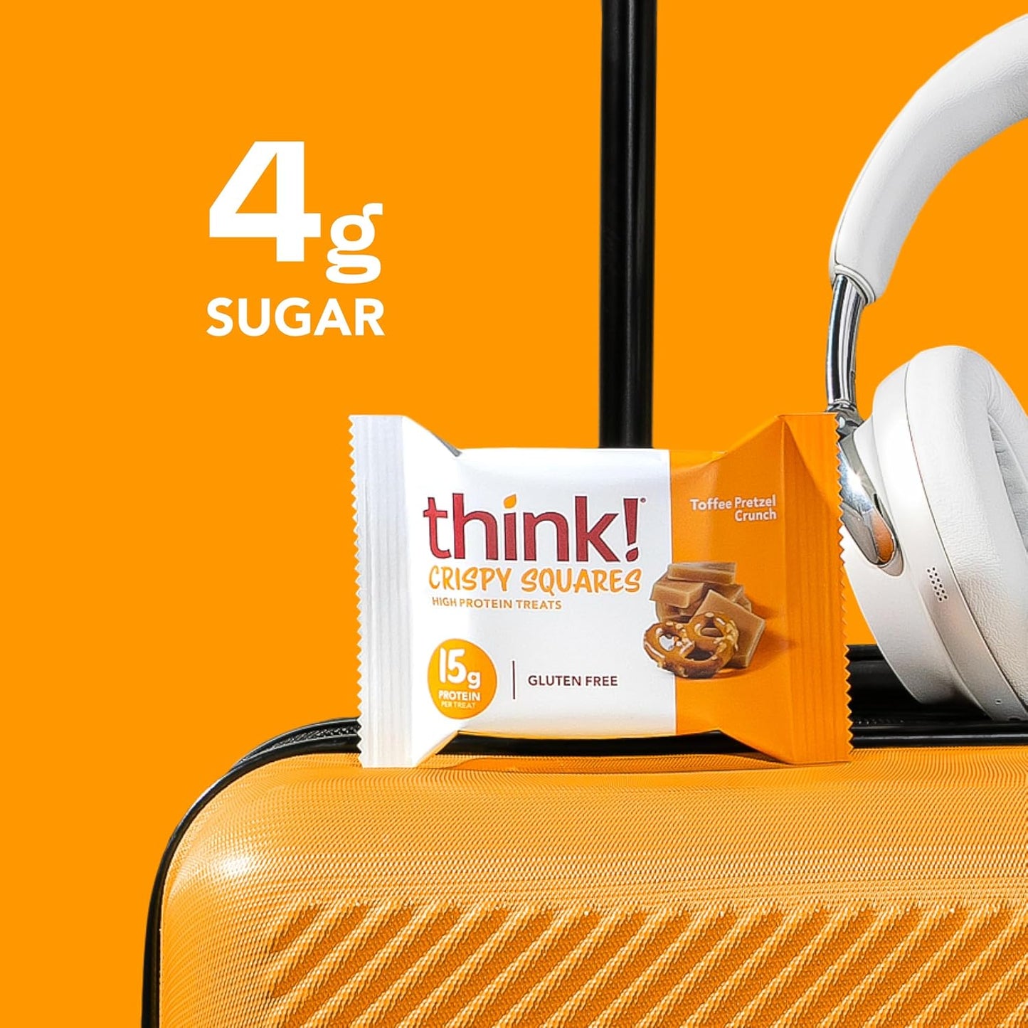Think! High Protein Crispy Squares Toffee Pretzel Crunch Treat (10 Pack)