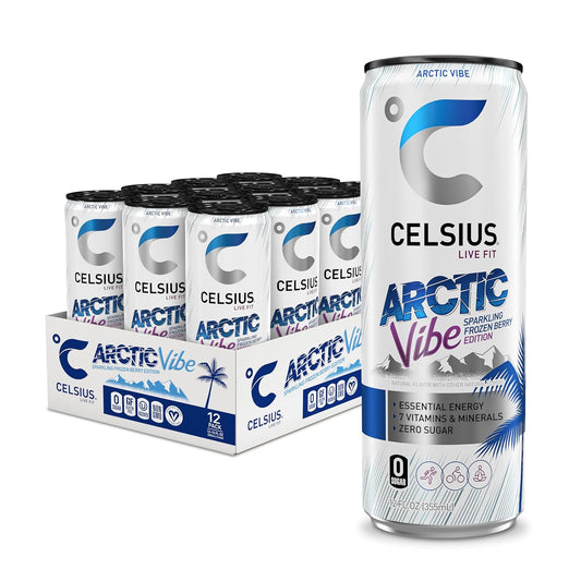 CELSIUS ARCTIC VIBE Sparkling Frozen Berry, Sugar Free Energy Drink, 12 Fl Oz (Pack of 12)