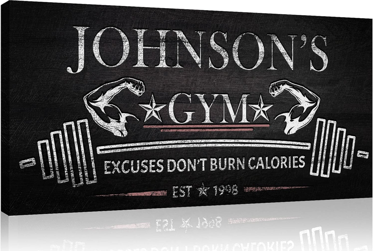 Tailored Canvases Personalized Gym Sign Wall Art Decor - Motivational Canvas for Home Gym, Workout Room, Garage, Fitness Center - Workout Inspirational Posters - Excuses Don't Burn Calories Dark, 48x24in