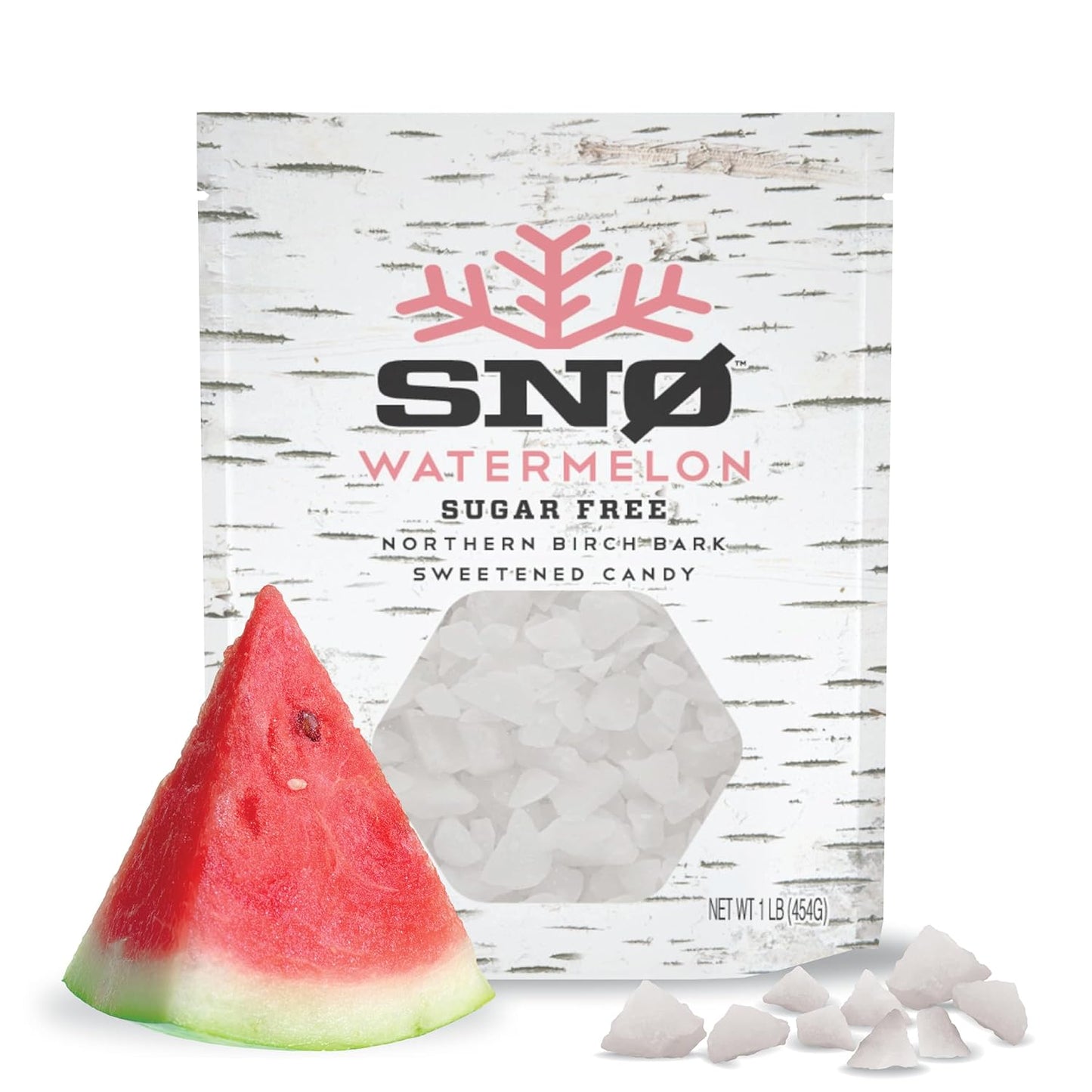 Watermelon KETO Xylitol Candy Chips - SNØ 1LB Bag - Sugar-Free Candy With Only 2 Ingredients | Low Carbs, Diabetic-Friendly, Non-GMO, Vegan, GF & Kosher | Purest candy in the world!