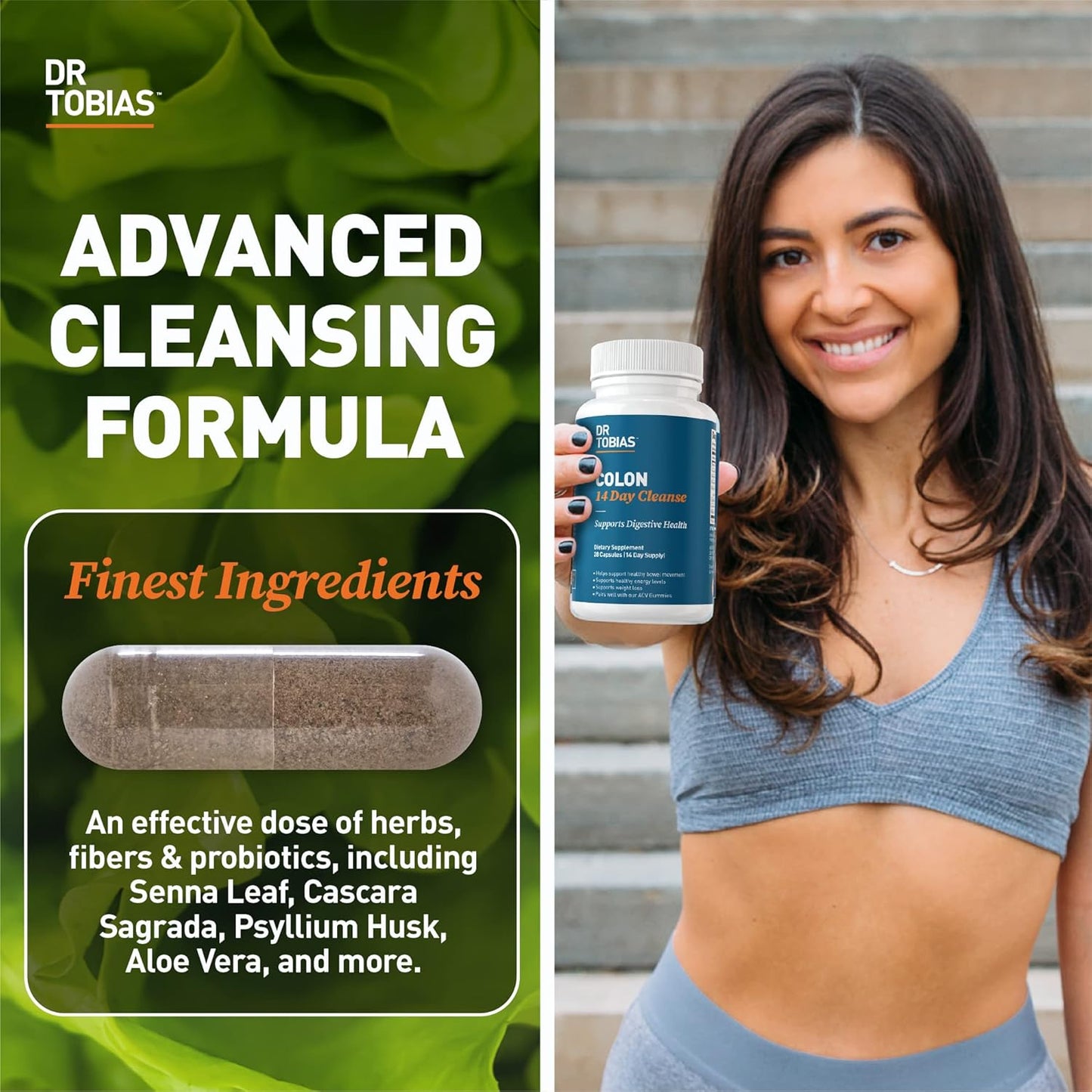 Dr. Tobias Colon 14 Day Cleanse, Advanced Gut Cleanse Detox for Women & Men with Cascara Sagrada, Psyllium Husk, Senna Leaf & Probiotics, Non-GMO Colon Cleanse, 3 Bottles of 28 Capsules (1-2 Daily)
