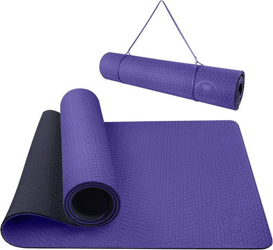 IUGA Yoga Mat Non Slip Anti-tear Pilates Mat Eco Friendly Hot Yoga Mats Thick for Workout & Exercise(72"x 24"x 6mm)