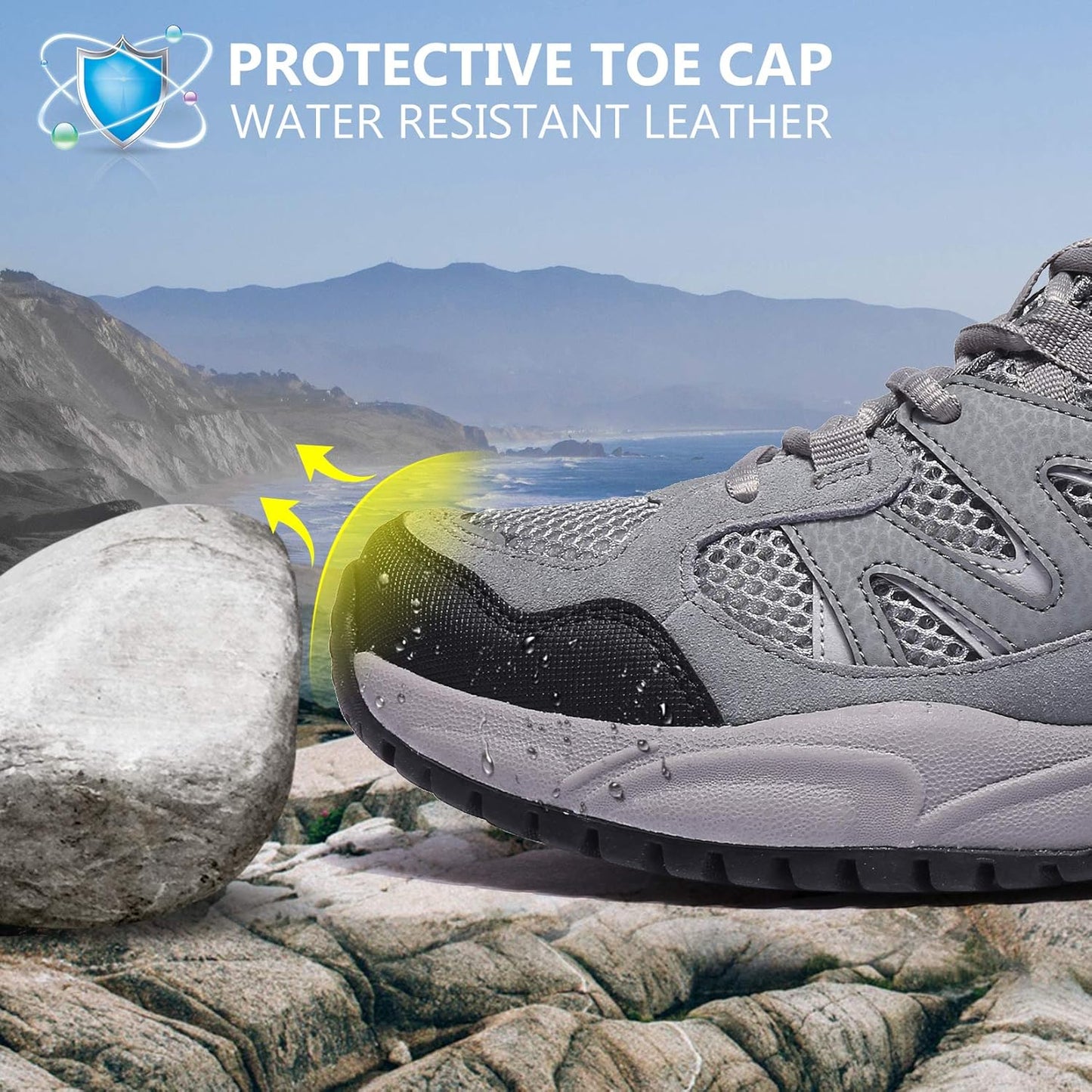 CAMELSPORTS Hiking Shoes Men Lightweight Non-Slip Breathable Sneakers Low Top Walking Shoes for Outdoor Trailing Trekking Walking Climbing