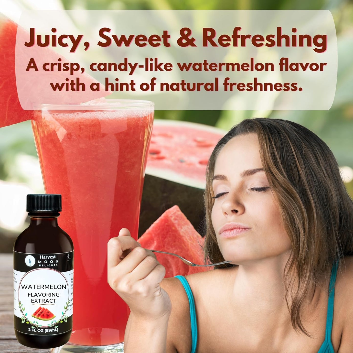 Natural Watermelon Extract - 2 oz - Water-Soluble - By Harvest Moon Delights - Watermelon Flavoring for Baking, Ice Cream, Drinks, and Candy - Sugar Free