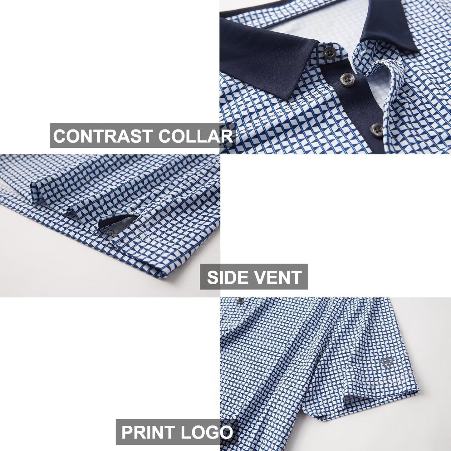 Men's Golf Polo Shirts Short Sleeve Striped Performance Moisture Wicking Dry Fit Golf Shirts for Men