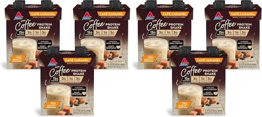 AtkinsCafé Caramel Iced Coffee Protein Shake, 15g Protein, Low Glycemic, 3g Net Carb, 1g Sugar, Keto Friendly (Pack of 2)