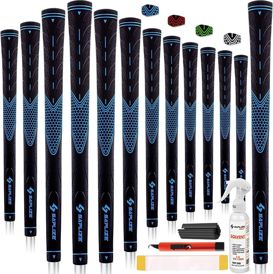 SAPLIZE Golf Grips Set of 13, Bundle with Tape or Full Regripping Kit, Jumbo / Mid / Standard / Undersize, Women / Men Anti-slip Rubber Golf Club Grips, CC01 Series
