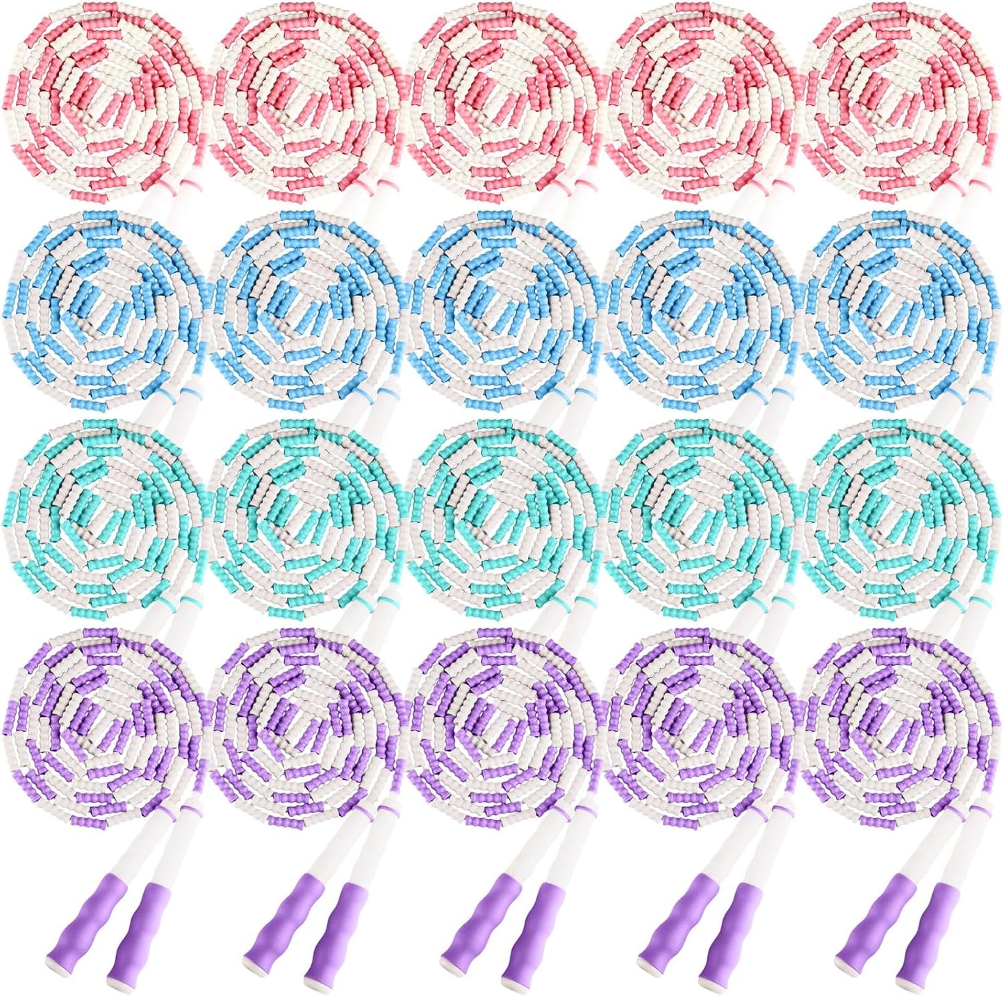 Yunsailing 20 Pack Jump Ropes for Adults Kids, 9.2 Feet Adjustable Length Free Segmented Skipping Rope Bulk Soft Beaded Jumping Ropes for Women Men Exercise Training Workout Weight Loss