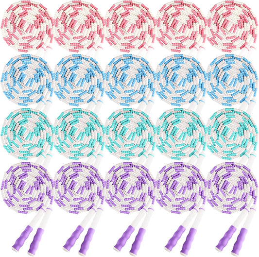 Yunsailing 20 Pack Jump Ropes for Adults Kids, 9.2 Feet Adjustable Length Free Segmented Skipping Rope Bulk Soft Beaded Jumping Ropes for Women Men Exercise Training Workout Weight Loss