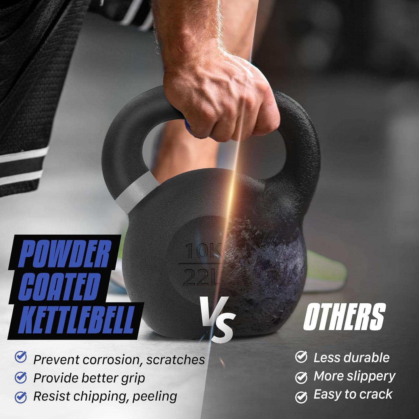 Yes4All Powder Coated Cast Iron Kettlebell Strength Training Kettlebells Weight Set for Full Body Workout, Home Gym