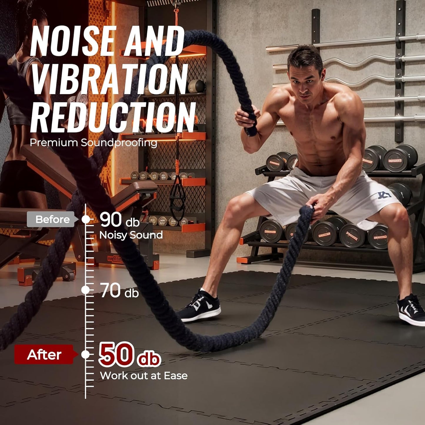 SUPERJARE 0.79 Inch Gym Flooring for Home Gym, Exercise Equipment Mats with Rubber Top, Interlocking Rubber Floor Tiles for Home Gym and Fitness Room, Protective Flooring Mat