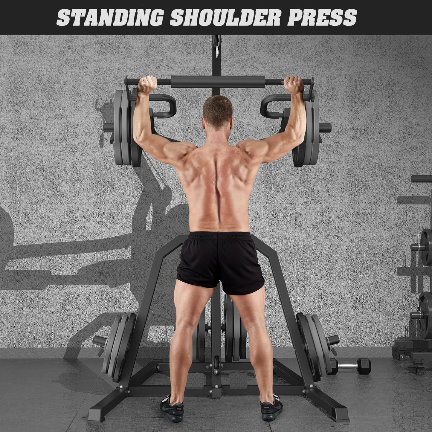 DONOW Leverage Gym Power Rack Squat Rack Lever Gym with LAT Low Row System Home Gym System Workout Station 2:1 Ratio (Without Weight Plates)