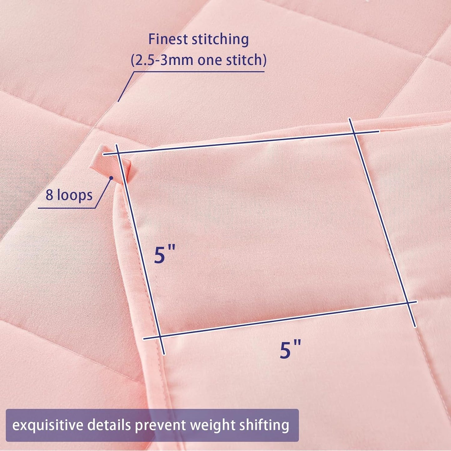 yescool Weighted Blanket for Adults (25 lbs, 60" x 80", Pink) Cooling Heavy Blanket for Sleeping Perfect for 240-260 lbs, Queen Size Breathable Blanket with Premium Glass Bead, Machine Washable