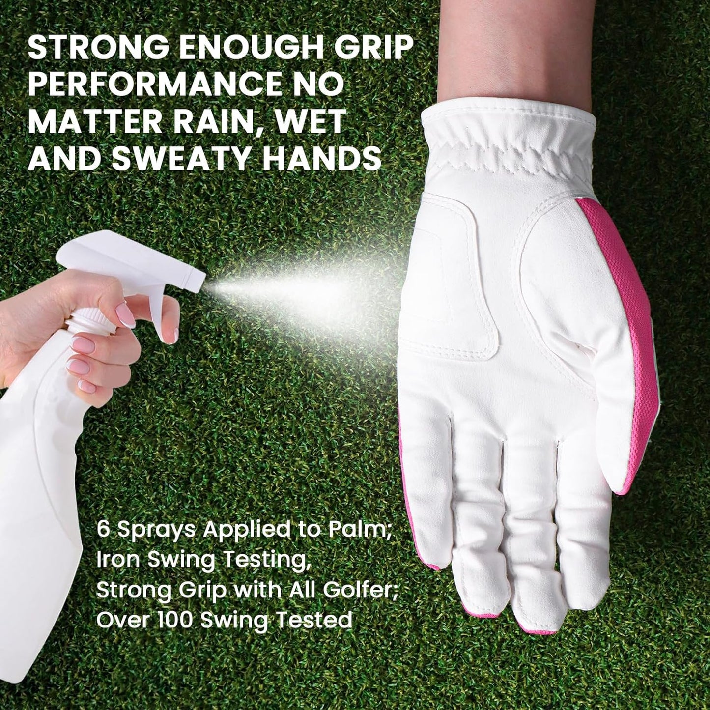 Golf Gloves Women Left Right Handed Golfer Rain Grip Hot Wet All Weather Value 2 Pack, Left Hand Right Pink Womens Golf Glove Breathable Flexible Mesh for Ladies