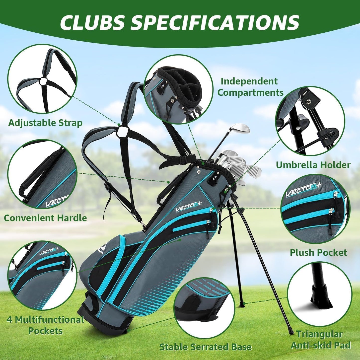 8 Pieces Complete Golf Club Set – Full Set with Bag, Fairway Wood, Hybrid, Irons, Putter – Lightweight, Beginner Friendly, Premium Quality, Distance & Accuracy, Easy to Use for Men & Women