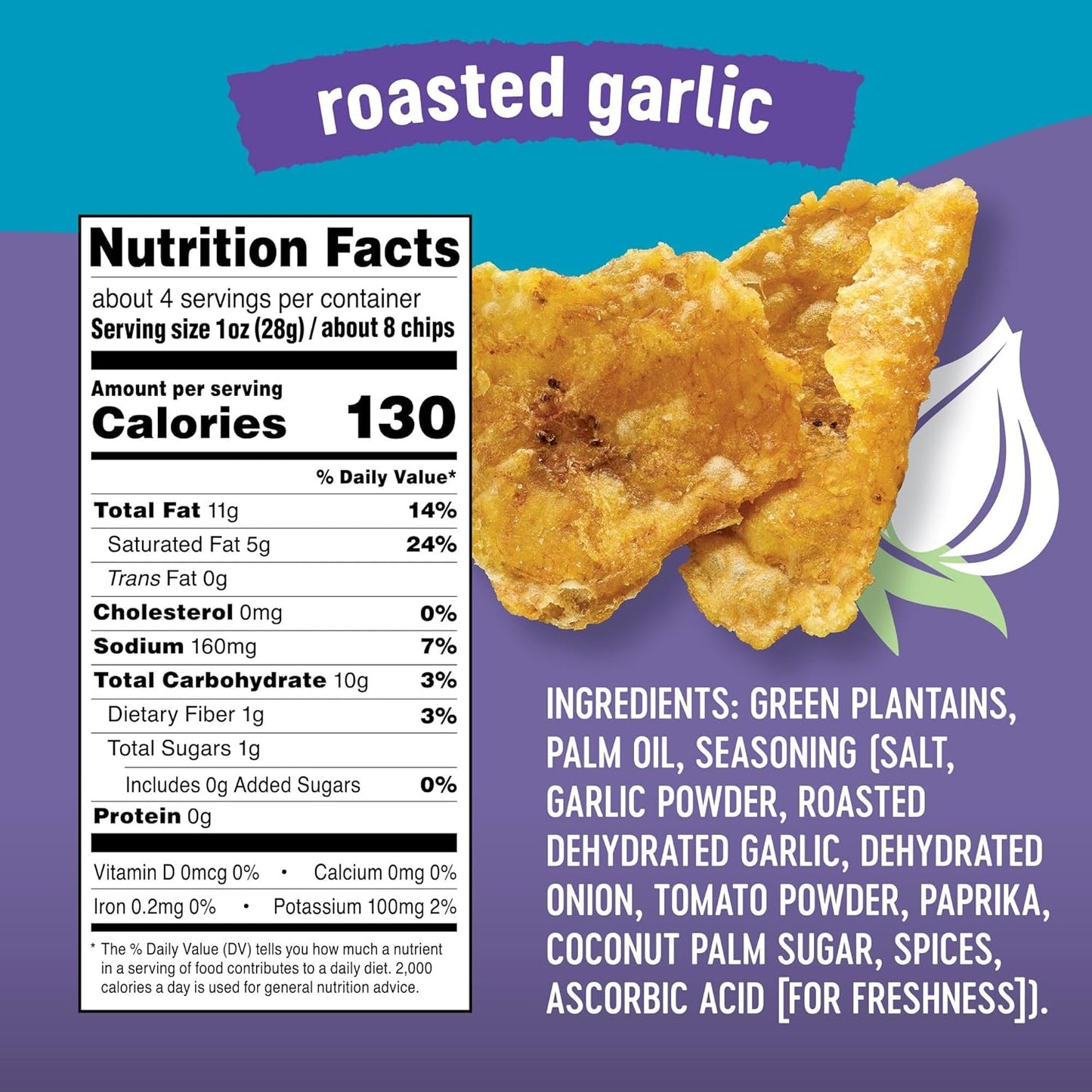 Solula Plantain Crisps Authentic Tostones, Roasted Garlic, 4 Ounce (Pack of 12), Kettle Cooked Chips, Gluten Free, Paleo Friendly, Grain Free, Vegan